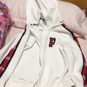 Pink white hoodie